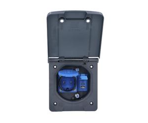 as - Schwabe Enchufe para toldo para caravana con USB-C y USB-A, conexión SAT y enchufe de 230 V, IP44 para caravanas y campistas, color antracita