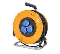 as - Schwabe enrollacables 25 m, IP44 para exteriores, 3 tomas NF, Interruptor térmico, Made in Germany