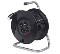 as - Schwabe enrollacables 50 m, IP20 para interiores, 4 tomas de corriente con toma de tierra, Interruptor térmico, Made in Germany