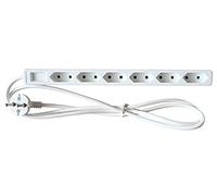 as - Schwabe Euro 11315 - Regleta de enchufes de 6 vías, enchufe múltiple con cable de 1.4 m, toma de corriente múltiple de 230V/2.5A con protección de contacto aumentada, color blanco