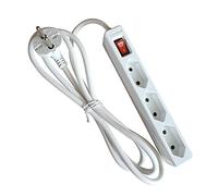 as - Schwabe Euro 3 - Regleta de enchufes con interruptor, enchufe múltiple con cable de 1.4 m, toma de corriente múltiple de 230V/2.5A con protección de contacto aumentada, color blanco