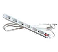 as - Schwabe Euro - Regleta de enchufes de 6 vías con interruptor, enchufe múltiple con cable de 1.4 m, toma de corriente múltiple de 230V/2.5A con protección de contacto aumentada, color blanco