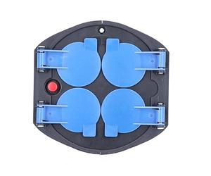 as - Schwabe Inserto de Enchufe para Carrete de Cable, 4 Tomas de Corriente con Toma de Tierra, con Tapa Protectora Azul, Interior IP20, Interruptor térmico, 230 V 16 A