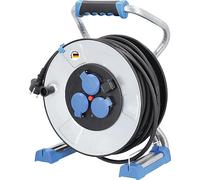 as - Schwabe IronCoat Xperts enrollacables 40 m H07RN-F 3G1,5, IP44 exterior, 3 tomas de corriente con toma de tierra + puerto USB, protección contra descargas eléctricas, Made in Germany