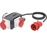 as - Schwabe MIXO Adaptador/Distribuidor de corriente NECKAR - Enchufe CEE con cable de manguera de goma de 1,5 m a 3 tomas - distribuidor de corriente para obras - IP44