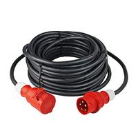 as - Schwabe Prolongación de uso intensivo - Enchufe CEE y toma CEE (400 V / 16 A / 11 kW) - Prolongación CEE de 25 m de 5 polos con cable de goma H07RN-F 5G2,5 - IP44 - Negro