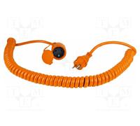as - Schwabe Cable Espiral Extensible de 1 a 5 m H07BQ-F 3G1,5 - alargador de Cable 230 V/16 A - con Contacto de protección - Schuko - Resistente al Polvo y a Las Salpicaduras (IP44) - Naranja, 70413