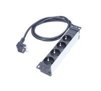 as - Schwabe Regleta de 10" de Aluminio, 4 enchufes, 2 m, H05VV-F 3G1,5 con Soportes, 230 V/16 A/3500 W, para armarios de servidores, Negro/Plata, IP20,