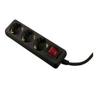 as - Schwabe - Regleta de enchufes de 3 hojas con clavija plana para uso en interiores con mayor protección de contacto - clavija de contacto de tierra plana 230V, 16A -IP20- negra 11392