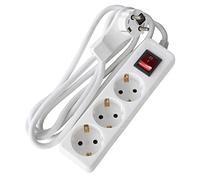 as - Schwabe - Regleta de enchufes de 3 hojas con clavija plana para uso en interiores con protección de contacto+F24 plana clavija de contacto de puesta a tierra 230V, 16A -IP20- blanco