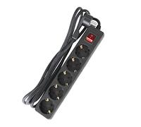 as - Schwabe - Regleta de enchufes de 5 caras con clavija plana para uso en interiores con protección de contacto extremadamente plana clavija de contacto de puesta a tierra 230V, 16A -IP20- negro
