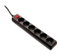 as - Schwabe Regleta de enchufes de 6 vías, con interruptor de reserva, con protección de contacto aumentada, 11512 negro