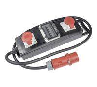 as - Schwabe Regleta de enchufes de goma maciza S10+ - Regleta de obra con enchufe CEE de 5 polos 400 V, 32 A a 2 tomas CEE de 5 polos 400 V, 16 A - IP44 - Hecho en Alemania I 60806