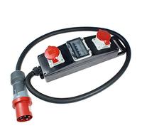 as - Schwabe Regleta de enchufes de goma maciza S20+ - Regleta de obra con enchufe CEE de 5 polos 400 V, 63 A a 2 tomas CEE de 5 polos 400 V, 32 A - IP44 I 60807