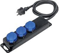 as - Schwabe regleta de enchufes Industrial con 3 Tomas - Enchufe múltiple de 1,5 m H07RN-F 3G1,5 - con Tapas Protectoras - fijación Mural - Ideal para Obra - Resistente a Salpicaduras IP44, 38601