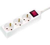 as - Schwabe - Regleta de enchufes triple con interruptor, 45° girado, con cable de 5m, con protección de contacto, toma de corriente múltiple para interiores, 230V, 16A, IP20, blanco,11371