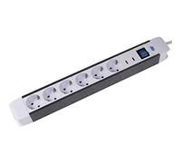 as - Schwabe - Regletas de enchufes FLASH con protección contra sobretensiones - 6 tomas de corriente y cable de 1,5 m - cable de extensión con interruptor encendido/apagado - Blanco