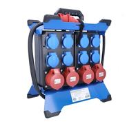 as - Schwabe STECKY DUO 1 - Distribuidor de corriente portátil (400 V/16 A/5 pines, 8 enchufes Schuko y 4 enchufes CEE de 16 A, adaptador móvil, distribuidor para interior y exterior, IP44, fabricado