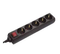 as - Schwabe - Toma de corriente múltiple con interruptor - Enchufe múltiple con cable de 1,4 m - 230 V / 16 A Toma de corriente múltiple con interruptor y protección de contacto aumentada - Negro