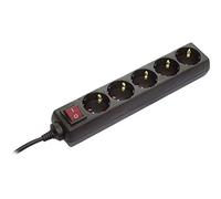 as - Schwabe - Toma de corriente múltiple con interruptor - Enchufe múltiple con cable de 1,4 m - 230 V / 16 A Toma de corriente múltiple con interruptor y protección de contacto aumentada - Negro