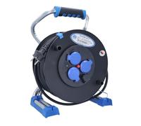 AS - Schwabe Xperts - Carrete de cable (40 m, H07RN-F 3G1,5, IP44, 3 enchufes con tierra + puerto USB, indicador de tensión, protección térmica, Made in Germany