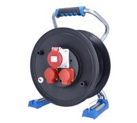 as - Schwabe Xperts carrete de cable vacío, para aprox. 40 m de cable, exterior IP44, 2 tomas de corriente con toma de tierra + 1 toma CEE 5 polos 400 V, interruptor térmico, Made in Germany