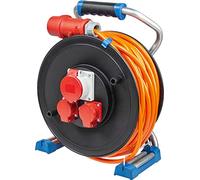 as - Schwabe Xperts enrollacables CEE 25 m H07BQ-F 5G2,5, IP44 exterior, 2 tomas de corriente con toma de tierra y 1 toma CEE 400 V 5 polos, Interruptor térmico, Made in Germany