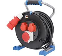 as - Schwabe Xperts enrollacables CEE 30 m H07RN-F 5G2,5, IP44 exterior, 2 tomas de corriente con toma de tierra y 1 toma CEE 400 V 5 polos, Interruptor térmico, Made in Germany