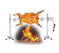 Asador giratorio eléctrico para barbacoa, motor 15W, rotación 360°, altura ajustable 38-62 cm, brocheta de acero inoxidable para cochinillo, cordero y pavo, portátil para exteriores y camping