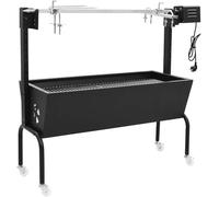 Asador giratorio para parrilla eléctrica, acero inoxidable, parrilla de carbón con ruedas, carrito para parrilla para terraza, uso en exteriores, jardín y camping