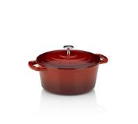 asador kela de hierro fundido redondo 3,8 litros, Dutch Oven CALIDO, asador de inducción de hierro fundido con tapa, olla de hierro fundido para hornear pan, esmaltado, rojo