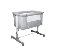 Asalvo Calm Minicuna para Bebé con Sistema de Fijación a la Cama, Colchón con Funda, Altura Ajustable y Laterales Ventilados, Minicuna Colecho Dormir Cerca del Bebé, Desde 0 Meses hasta 9 kg, Gris