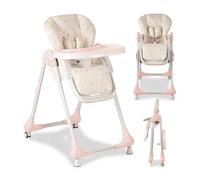 Asalvo CHEF Trona Bebé, Silla Alta hasta 36 Meses, Trona Evolutiva, Asiento Elevador, Silla Baja, Respaldo reclinable, Bandeja Extraíble, Forest Rosa