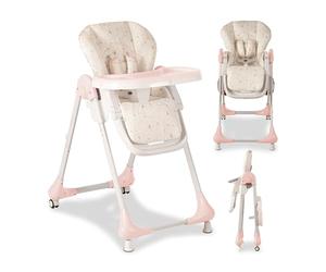 Asalvo CHEF Trona Bebé, Silla Alta hasta 36 Meses, Trona Evolutiva, Asiento Elevador, Silla Baja, Respaldo reclinable, Bandeja Extraíble, Forest Rosa