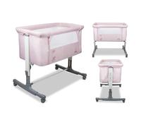 Asalvo Cuna Colecho Calm 2 en 1 Fijación a la Cama. Minicuna con Laterales Ventilados. Cuna Colecho Bebe Altura Ajustable. para Bebe con Función Balancín. Fácil de Instalar. Color Rosa