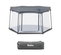 Asalvo Parque infantil Luxemburgo transparente plegable 150x150 cm malla transpirable gris
