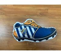 ASDITEX Cojín Decorativo Oficial Málaga CF, Diseño Bota, Terciopelo, Blanco y Azul (Producto Oficial)