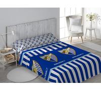 ASDITEX Juego de Sábanas Málaga CF, Diseño Oficial con Escudo y Rayas, para Cama de 90, 105, 135, 150 cm (135)