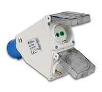 Asein - Clavija cetac 2 polos+tierra azul+2base schuko 2 polos+tierra