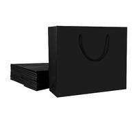 ASelected 12 bolsas de regalo negras de 45 x 13 x 33 cm, bolsas de regalo grandes que se pueden reutilizar para cumpleaños, bodas, compras, fiestas, color negro