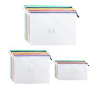 ASelected 15 bolsas para documentos de malla, 3 tamaños, A4+A5+A6, bolsillo para documentos, bolsillo con cremallera para archivos, papel, viaje, neceser de maquillaje (5 colores)
