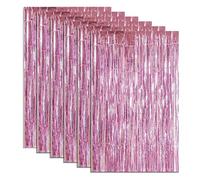 ASelected 6 Cortinas de oropel Rosa de 1 x 2 m, Cortinas de Flecos de oropel Rosa, Cortinas de telón de Fondo para decoración de Fiestas, Cortinas de Fondo de Fotos, Suministros de Fiesta para