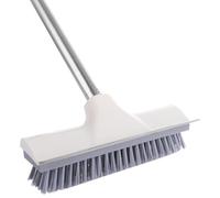 ASelected Cepillo de Limpieza de Suelos con Mango Largo Ajustable, Cepillo de cerdas rígidas con escobilla de Goma, Cepillo de Cubierta para Limpiar baño, Pared de Ducha, Patio, Garaje, Escoba de