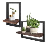 ASelected Juego de 2 estantes Decorativos de Pared de Madera de Paulownia para Paredes, estantería Cuadrada para baño, Sala de Estar, Cocina, cafetería, Hotel, Dormitorio y más