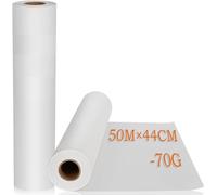 ASelected Pack de 2 Rollo Papel Pintar Niños 44 cm X 25 m, Papel Continuo Blanco 70 g, Rollo de Papeles para Pintar Niños, Dibujo, Manualidades, Caballete, Embalaje y Actividades Escolares