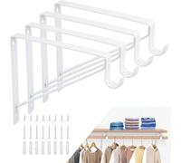 ASelected Pack de 4 Escuadras para Estanterías 275 mm, Soporte Estantería Pared Blanco con Gancho, Soportes para Estantes de Acero, Escuadras Metálicas para Baldas y Armario