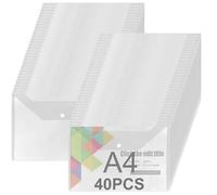 ASelected Pack de 40 Fundas Documentos A4 Transparentes con Broche, Sobres Plástico A4 para Oficina y Escuela, Carpeta Documentos Transparente para Clasificar Hojas y Copias