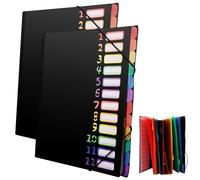 ASelected Paquete de 2 carpetas de documentos A4, carpeta expansible impermeable, A4, 12 compartimentos con ventana de índice, para oficina, escuela, hogar