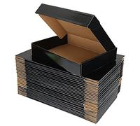 ASelected Paquete de 30 cajas de envío de cartón corrugado, cajas de regalo de 280 x 203 x 50 mm para embalaje, para enviar correo, pequeñas empresas, color negro