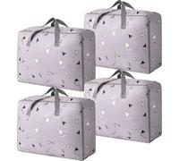 ASelected Paquete de 4 cajas de almacenamiento grandes y resistentes con cremalleras, 105 L, impermeables, de tela Oxford, bolsas de lavandería para ropa debajo de la cama, mantas, almohadas, ropa de